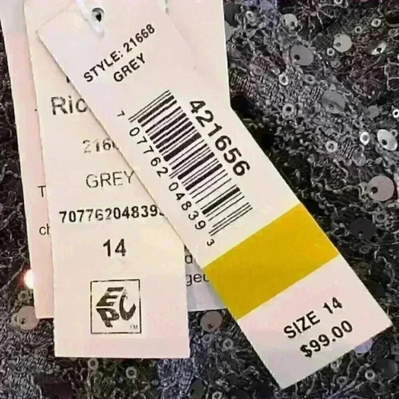 NIGHTWAY NWT Grey Sequined Cocktail Dress Size 14 - Picture 7 of 10